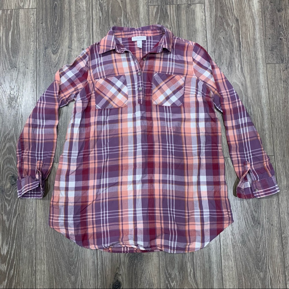 🌸 3/$30 Liz Lange Maternity for Target Cotton Plaid Button Down Blouse